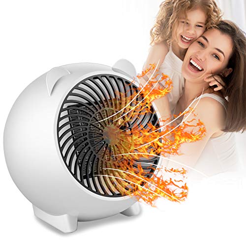 PINPOXE Calefactor Eléctrico, Mini Calefactor Ventilador, Cerámico Caliente Ventilador, Calentador de Portátil para Cuarto Oficina, Protección contra sobrecalentamiento.