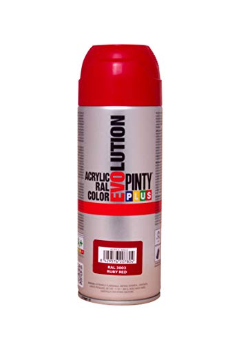 PINTYPLUS EVOLUTION Pintura Spray Acrílica Brillo 520cc Ruby Red, Rojo RAL 3003, Estándar