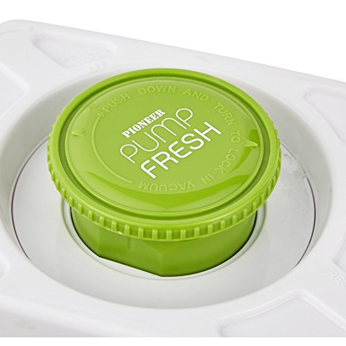 Pioneer Bomba Fresco al vacío tarros Cajas de Almacenamiento de Alimentos Tupperware – Juego de 4, plástico, Blanco y Verde, 21.7 x 11 x 30.8 cm