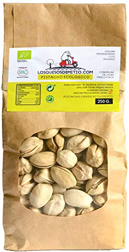 Pistacho Ecológico crudo sin sal añadida, cultivado en España (frutos secos naturales de agricultura ecológica, 500g de pistachos), de Losquesosdemitio