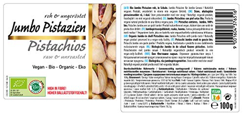 Pistachos con piel crudos orgánicos 700g BIO, grandes,aromáticos, nueces, no asados, sin tostar y no salados, fuente natural de mucha melatonina 7x100g