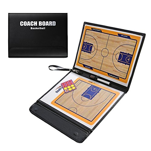 Pizarra táctica de baloncesto para entrenador de Odowalker, con funda de piel sintética y borrado en seco