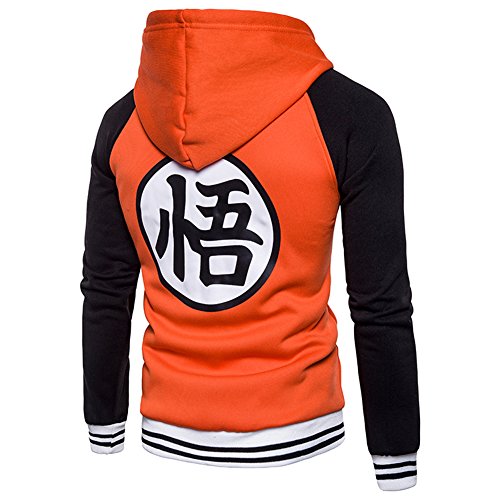 PIZZ ANNU Sudadera con Capucha Dragon Ball Z Son Goku Zip-Up para Adultos(Orange&Negro 2XL)