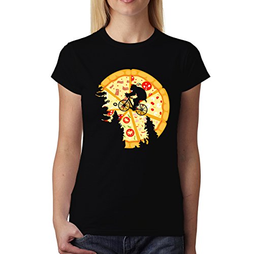 Pizza Luna Ciclista Mujer Camiseta Negro 3XL