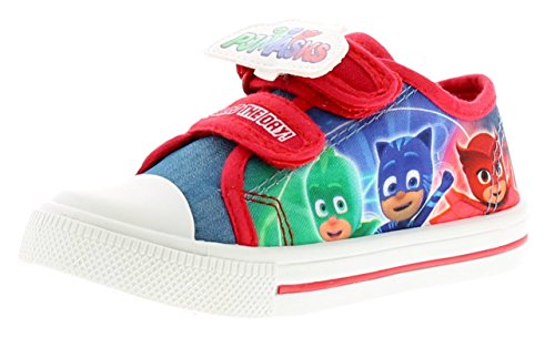 PJ Masks Personaje Niños Zapatos De Lona, con Toque Cierre Correas con Caracteres Gekko, Owlette y Catboy A EL Lateral Pared of The Zapato bumpe - Rojo, 26.5