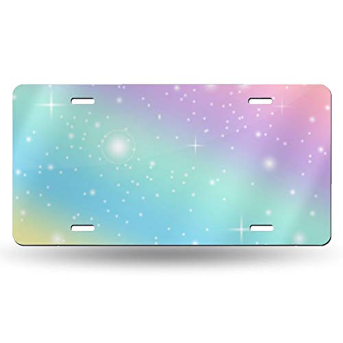 Placa de matrícula de metal con estampado de arco iris, color pastel