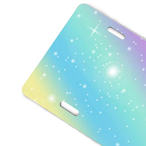 Placa de matrícula de metal con estampado de arco iris, color pastel