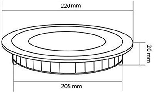 Placa LED Panel Super Slim 20W Redondo Empotrado Downlight LED Φ220mm Marco Plata Luz Fría 6000k-6500k 1600 Lúmenes