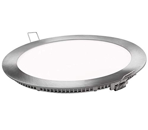 Placa LED Panel Super Slim 20W Redondo Empotrado Downlight LED Φ220mm Marco Plata Luz Fría 6000k-6500k 1600 Lúmenes