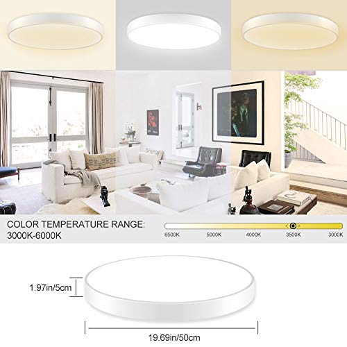 Plafon de Techo, Luz de Techo, 36W 2880Lúmenes Redonda Plafón Led, Blanco Frío 6000K Iluminacion Interior para Cocina, Balcón, Dormitorio, Sala de Estar Impermeable IP20