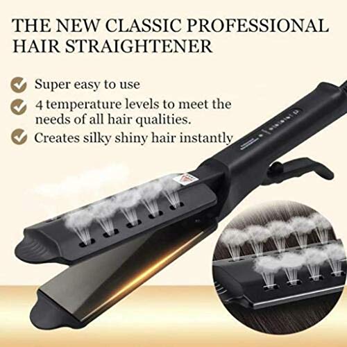 Plancha de pelo de hierro plano iónico de turmalina de cerámica, hace que el cabello brillante y sedoso se caliente rápidamente, férula con temperatura ajustable, adecuado para todo tipo de cabello