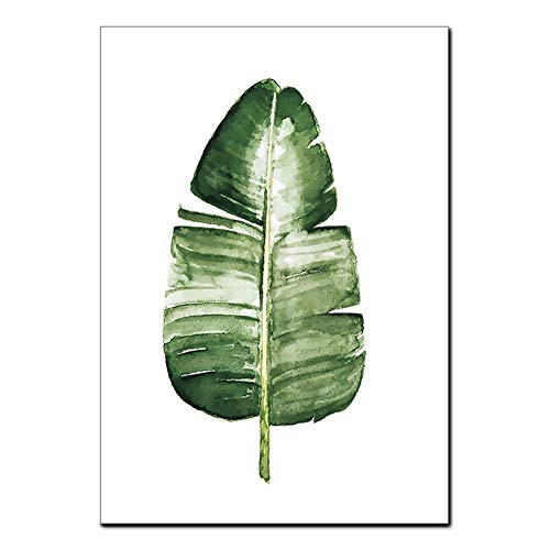 Planta Hojas Arte Pintura Lienzo Imprimir Hermoso Verdes Hoja De Plátano Moderno Hogar Pared Chorro De Tinta Decoración Cuadro,NoFrame,15x20cm