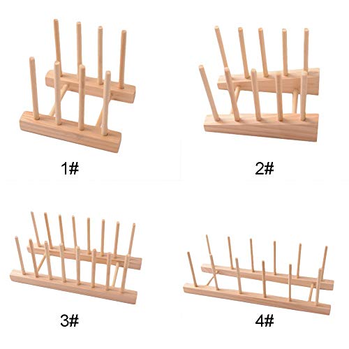 Plato Soporte Drenaje Madera Cuenco Vajilla Duradero Cocina Revista Práctico Placa Libro (3 Pequeño Platos) - Como Imagen Show, 4 trapezoid dishes