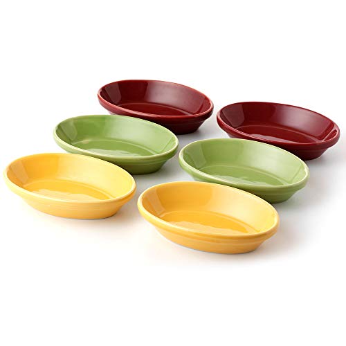 Platos Ovalados para Servir Tapas - Juego de 6 |platos de Tapas o platos Ramekin construidos con un revestimiento cerámico antiadherente y duradero. | De Jean Patrique