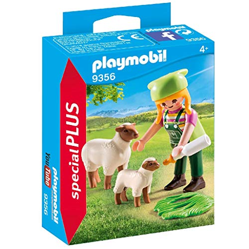 PLAYMOBIL- Granjera con Ovejas Juguete, Multicolor (geobra Brandstätter 9356)