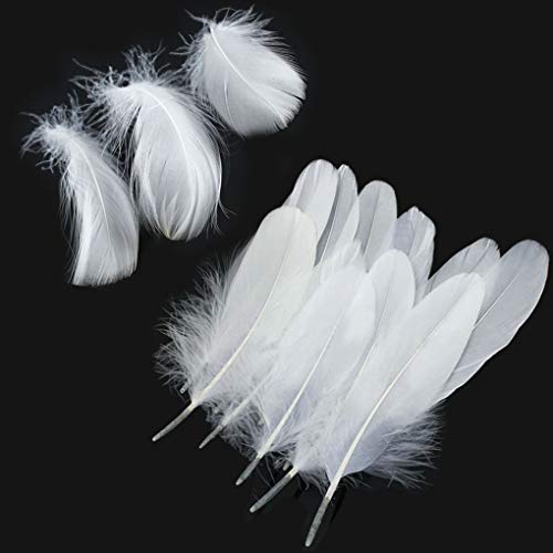 Plumas blancas, 300 piezas de artesanía natural Plumas de ganso para disfraces, bolsos, decoración de aretes, atrapasueños de bricolaje, festival de bodas, decoraciones para fiestas en el hogar