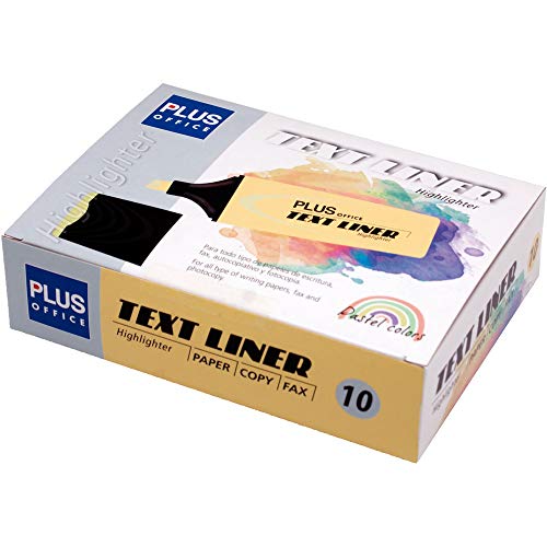 Plus Office Fluorescente Plus TEXT LINER Pastel Amarillo Caja 10 unidades