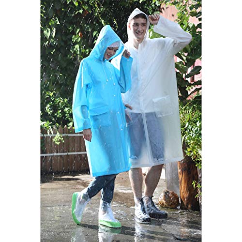 Poncho impermeable que se puede reutilizar ropa de lluvia, moda EVA gelatina, adhesivo impermeable, mochila Poncho, senderismo, viaje, senderismo, impermeable, hombres y mujeres, color, blue-L