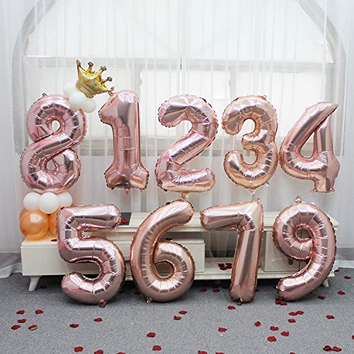 Ponmoo Foil Globo Número 28 82 Oro Rosa, Gigante Numeros 0 1 2 3 4 5 6 7 8 9 10-19 20-29 30 40 50 60 70 80 90 100, Grande Globos para La Boda Aniversario, Globo de Cumpleaños Fiesta Decoración