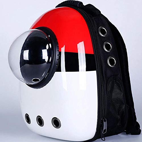 Porta Mascotas Mochilas Bolsos  Ventana Que Lleva Bolsa De Viaje Transpirable Burbuja Astronauta Perro Mascota Cápsula Espacial Gato Portador Mochila para Gato Pequeño Perro, Red Pokemon, M