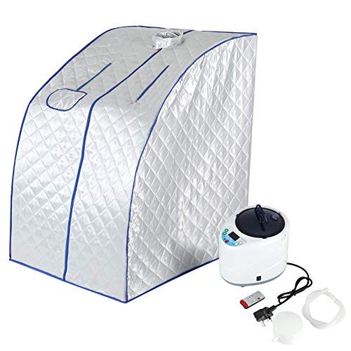 Portátil Sauna de Vapor SPA, Cabina para sauna, Caja de baño para sauna, Cara del cuerpo adelgazante, 2L Para Aliviar Dolores Musculares, Reducir El Estrés, Control remoto Temperatura (Blanc)