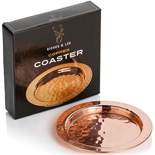 Posavasos de Cobre x 1 – Hecho a Mano con 100% Cobre y 11 Centímetros en Diámetro – por Comedor de Tazas, Copas, Vasos, Botellas, y Latas