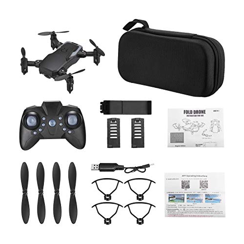 Powerextra Mini Drone con Cámara 3 x Baterías para Principiantes - Mini Drone Plegable con Control Remoto HD WiFi Cámara FPV 2.4 GHz Flips 3D y Función de Giro con Bolsa de Almacenamiento