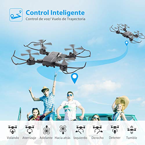 Powerextra Mini Drone con Cámara para niños y Adultos - 2 x Baterías RC Quadcopter Giroscopio de 6 Ejes con Control Remoto HD WiFi Cámara FPV 2.4 GHz Flips 3D y función de Giro de Alta Velocidad