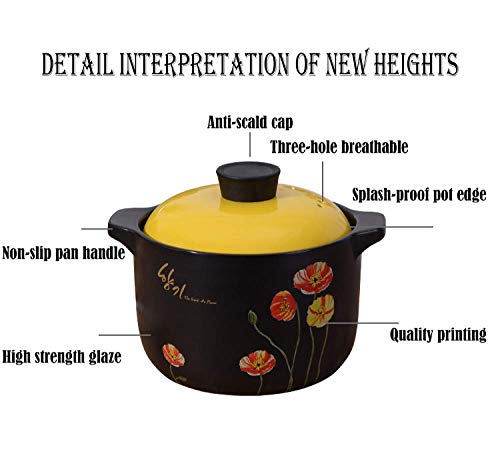 Practico y Hermoso XLTCG Plato de la cazuela con Tapa Crisol de guisado - Ø 23 cm recipientes de Cocina for Gas eléctrica vitrocerámica - Gran Olla de cocción, Amarillo-4L