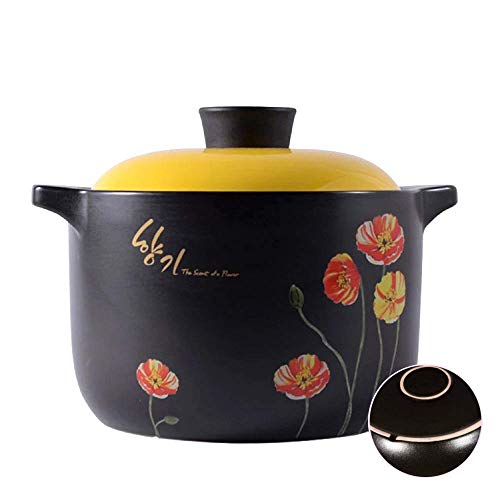 Practico y Hermoso XLTCG Terracota Pan con Tapa, Artisan Sopa de Olla, Que retiene la Humedad, Cocina de Gas - Olla Grande, amarillo-6L (Color : Yellow, Size : 3L)