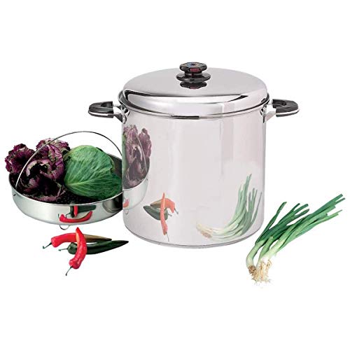 Precise Heat 30qt sin agua Stock Pot con Cesta del vapor