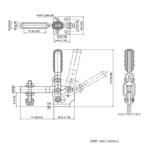 Prensa vertical Imagine, de liberación rápida, 227 kg, capacidad de agarre antideslizante, Herramienta de mano roja horizontal