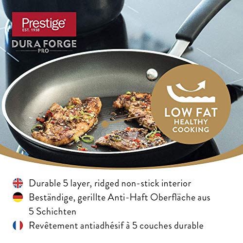 Prestige Dura Forge Pro sartén Grande, sartén Honda Antiadherente Apta para Todo Tipo de cocinas Incluidas de inducción, sartén Antiadherente de Aluminio Forjado en frío, 25 cm