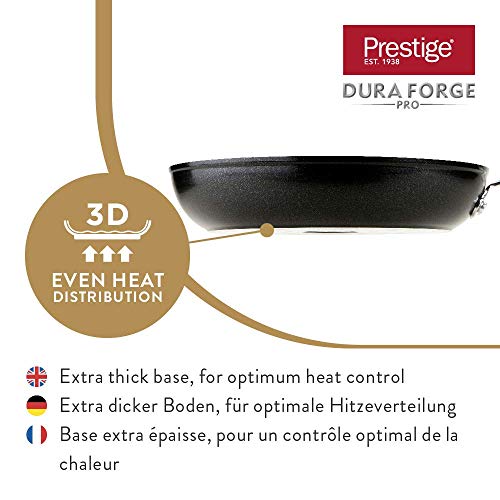 Prestige Dura Forge Pro sartén Grande, sartén Honda Antiadherente Apta para Todo Tipo de cocinas Incluidas de inducción, sartén Antiadherente de Aluminio Forjado en frío, 25 cm