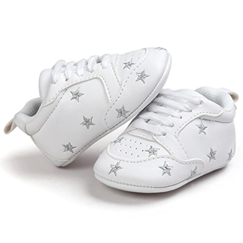 Primeros Pasos Zapatos de Bebé, Zapatillas para Infantil Recién Niñas Niños 0-18 Mes (Tamaño:0-6Mes, Plata)