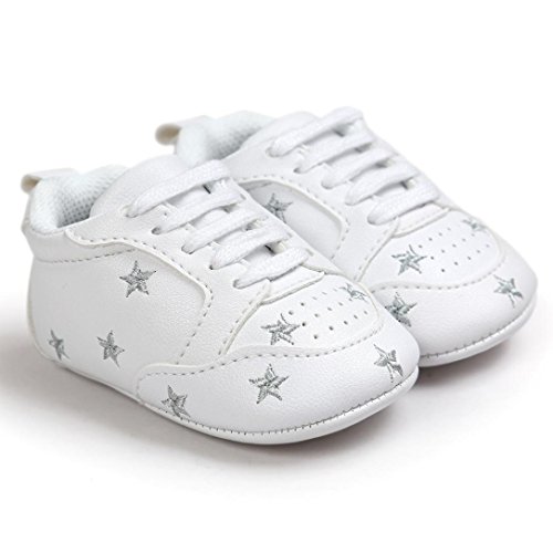 Primeros Pasos Zapatos de Bebé, Zapatillas para Infantil Recién Niñas Niños 0-18 Mes (Tamaño:0-6Mes, Plata)