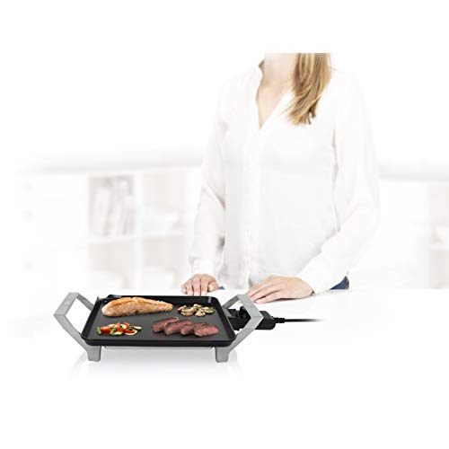 Princess Table Chef Premium 103090 Compacta, Plancha Mini Cuadrada, Alta Potencia, Negro, 28 x 28 cm