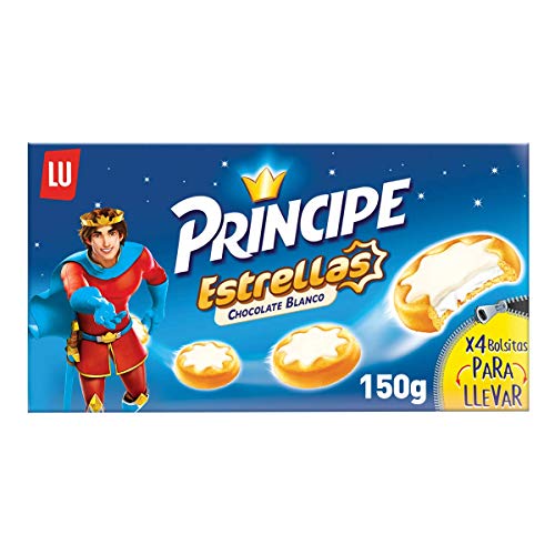 Príncipe - Galletas Estrellas de Chocolate Blanco con Relleno de Crema Blanco, 150 g