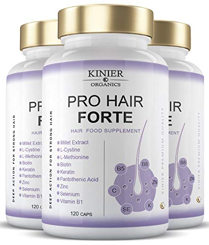 PRO HAIR FORTE - Potente Suplemento Capilar Multi-Nutritivo y Reforzador | Con Biotina, Queratina, Extracto de Mijo | Acción Rápida y Visible | 120 Cápsulas