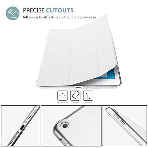 ProCase Funda iPad 9,7" 6.ª 2018/5.ª 2017, Estuche Delgado Ligero Carcasa con Soporte Tapa Inteligente Reverso Translúcido para iPad 9,7 Pulgadas –Blanco