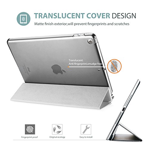 ProCase Funda iPad 9,7" 6.ª 2018/5.ª 2017, Estuche Delgado Ligero Carcasa con Soporte Tapa Inteligente Reverso Translúcido para iPad 9,7 Pulgadas –Blanco