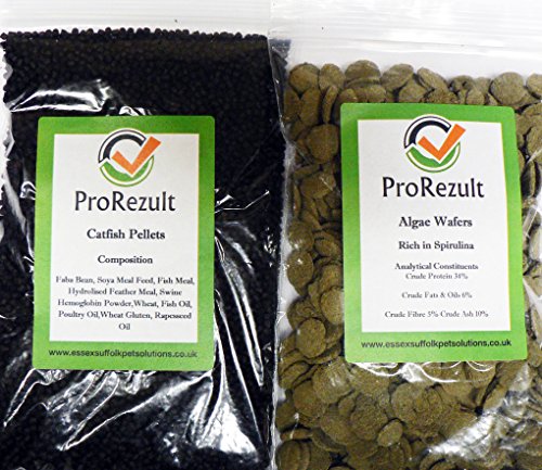 PROREZULT 6% Espirulina Algas obleas 200 g más plexiglás de plexiglás de Cichlid Catfish Pellets 200 g. Pack de Cada alimento Gran Valor. Alimento para Algas y Parte Inferior de Pescado