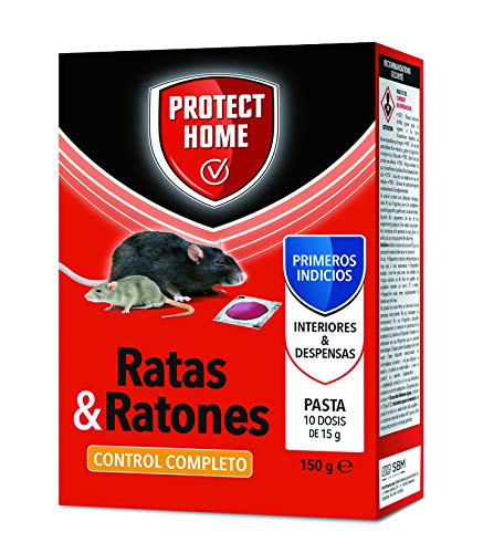 Protect Home Raticida en Pasta de Alta eficacia y atracción, Interior y despensa. Ratas y Ratones, 10 x 15 gr (150gr)