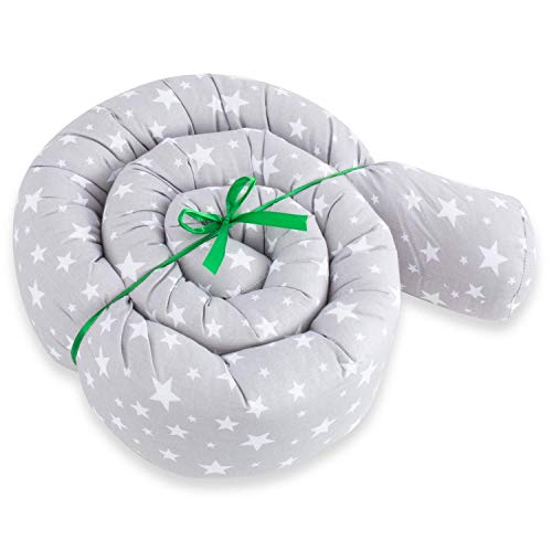 protector cuna chichonera - Cama Bebé Cojín Parachoques Torre de Cama Cojín Protectores Para Cunas y Camas de Bebé Cuna Serpiente Protector blanco gris 180 cm