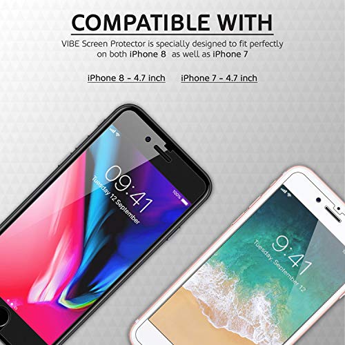 Protector de pantalla de vidrio templado para iPhone 7 y 8, de Vibe - Irrompible, antigolpes, compatible con 3D Touch, grosor de 0,26 mm