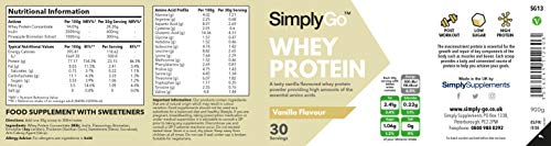 Proteína de Suero de Leche Sabor Vainilla - ¡30 Raciones! - Apto para vegetarianos - 900gr - SimplySupplements