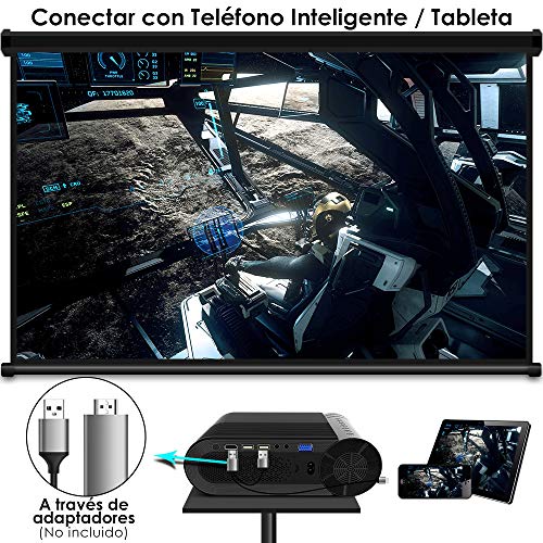 Proyector, Elephas Mini proyector Full HD 5500 Lumen , proyector portatil Cine en casa de 200 Pulgadas 1080P Compatible con PS4, PC a través de HDMI, VGA, TF, AV y USB (con Bolsa) (Black)