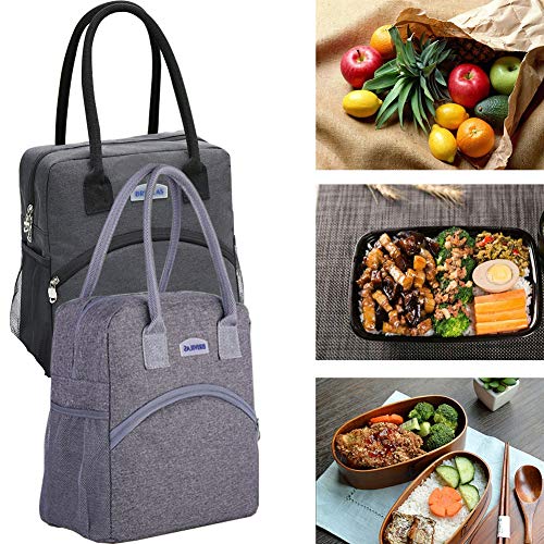 PURATEN - Bolsa de Almuerzo para Adultos, Fiambrera aislada para Mujeres, fiambreras para el Trabajo, Grandes Bolsas de Almuerzo, No Cero, Negro, Tamaño Libre