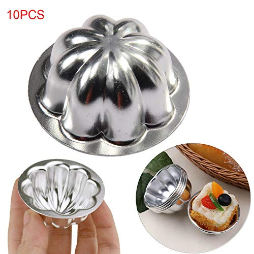 PURATEN moldes para Tartas, 10 Unidades, aleación de Aluminio, diseño de Flores, para Dulces, Magdalenas, Magdalenas, Pasteles Reutilizables, No Cero, R-15, Tamaño Libre