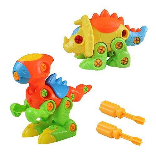 Puzzle 3D Desmontar Dinosaurios Juguetes Puzzle Dinosaurios Ingeniería Construccion de Juguete Tirón Arrastrar para Los Niños de 3+ Años (2 Puzzle Dinosaurios)